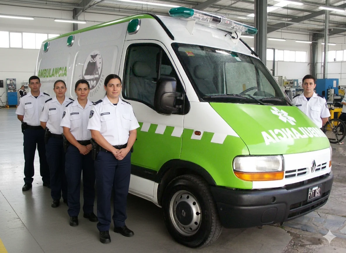 Equipo operativo y vehículos de AM Seguridad